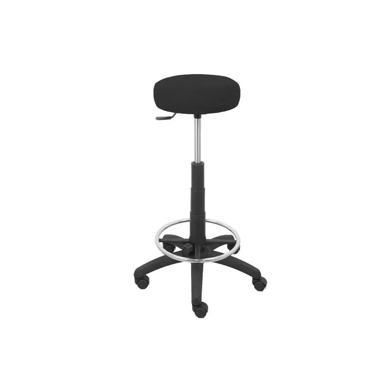 (T10GB840) PIQUERAS Y CRESPO TABURETE TOLOSA GIRATORIO REGULABLE CON ARO REPOSAPIÉS TAPIZADO BALI NEGRO