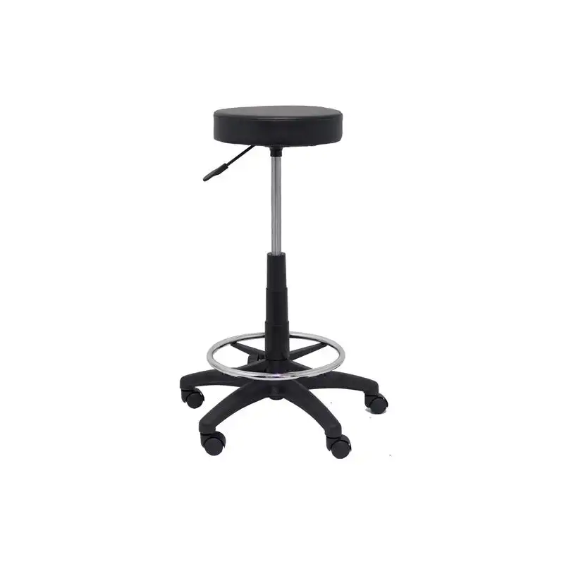 (T10SPNE) PIQUERAS Y CRESPO TABURETE TOLOSA GIRATORIO REGULABLE CON ARO REPOSAPIÉS TAPIZADO SIMILPIEL NEGRO