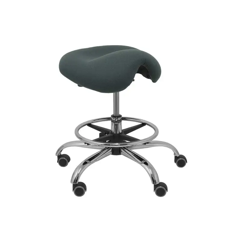 (T16BALI600) PIQUERAS Y CRESPO TABURETE ALATOZ GIRATORIO ANATÓMICO BASE CROMADA TEJIDO BALI GRIS OSCURO