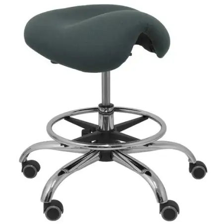 (T16BALI600) PIQUERAS Y CRESPO TABURETE ALATOZ GIRATORIO ANATÓMICO BASE CROMADA TEJIDO BALI GRIS OSCURO