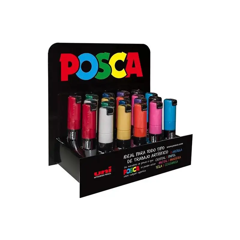 (182634558) POSCA MARCADOR  PC-8K/20P NO PERMANENTE PUNTA BISELADA 8.0MM COLORES SURTIDOS -EXPOSITOR 20U-