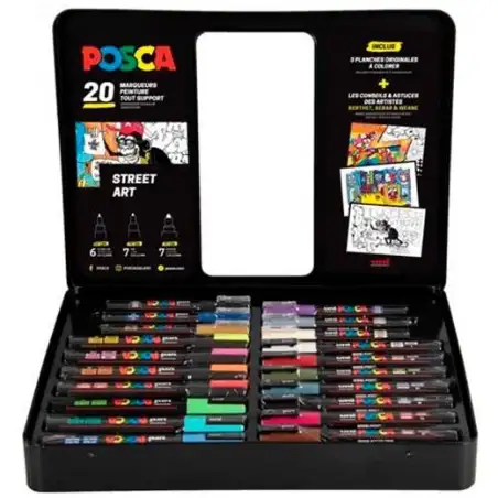(182634820) POSCA MALETÍN METÁLICO MARCADOR  SURTIDO 20P
