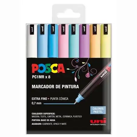 (182634847) POSCA ESTUCHE BASIC MARCADOR  PC-1MR/8C COLORES SURTIDO PASTEL -8U-