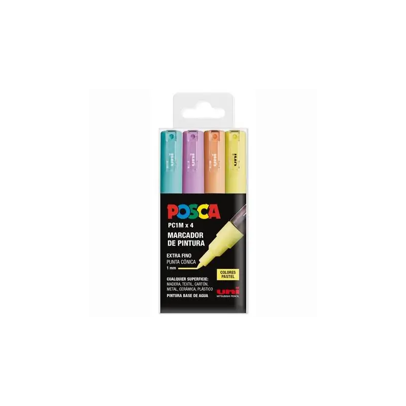 (182634849) POSCA MARCADOR  PC-1M/4C NO PERMANENTE PUNTA FINA 0.7-1MM COLORES SURTIDOS PASTEL -4U-