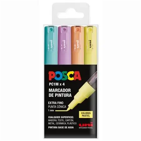 (182634849) POSCA MARCADOR  PC-1M/4C NO PERMANENTE PUNTA FINA 0.7-1MM COLORES SURTIDOS PASTEL -4U-