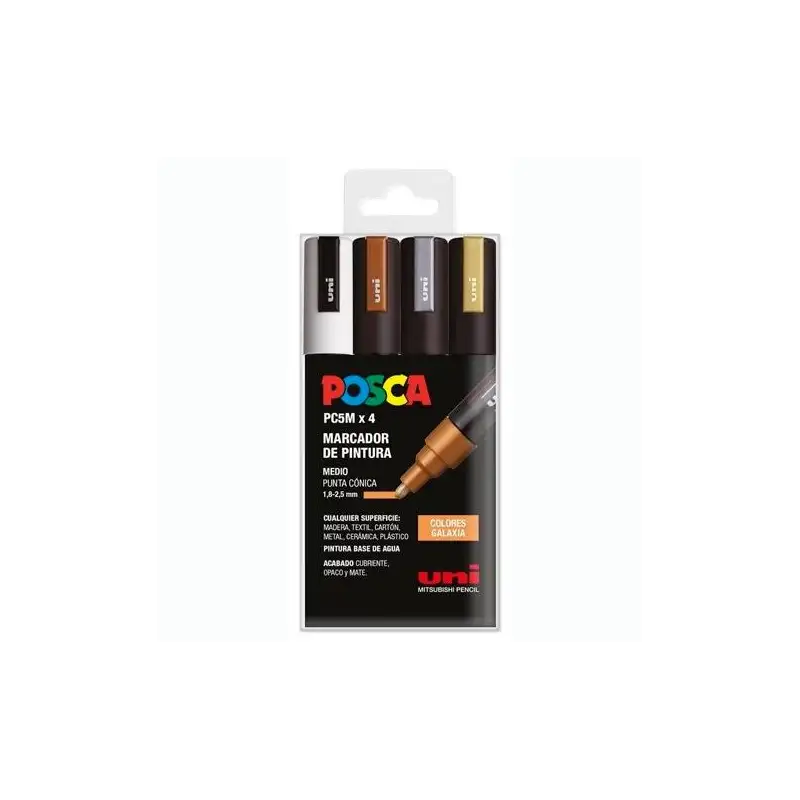 (182634856) POSCA MARCADOR  PC-5M/4C NO PERMANENTE 1.8MM-2.5MM COLORES SURTIDOS GALAXIA -ESTUCHE 4U-
