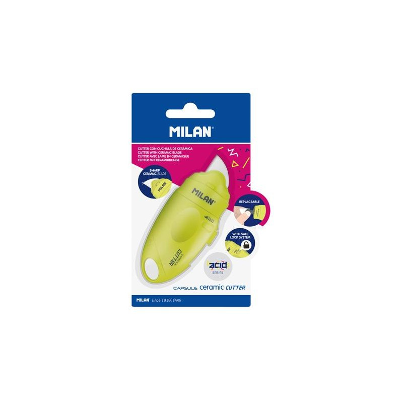 (BWM10337Y) MILAN CUTTER HOJA CERÁMICA CAPSULE SERIE ACID BLÍSTER AMARILLO
