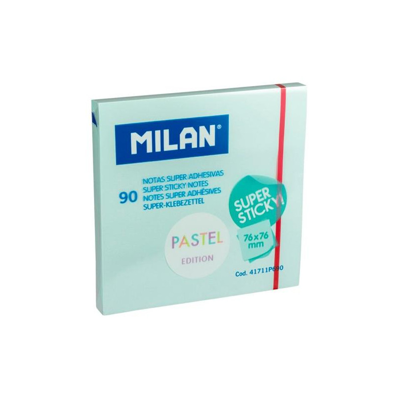 (41711P690) MILAN BLOC NOTAS SUPER ADHESIVAS 90H 76X76MM EDICIÓN PASTEL AZUL