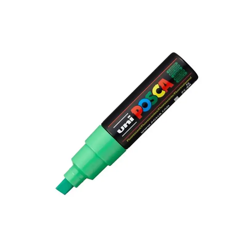 (300640000) POSCA MARCADOR  PC-8K NO PERMANENTE PUNTA BISELADA 8.0MM VERDE FLUOR