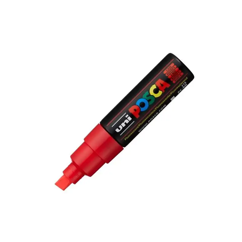 (300665000) POSCA MARCADOR  PC-8K NO PERMANENTE PUNTA BISELADA 8.0MM ROJO FLUOR