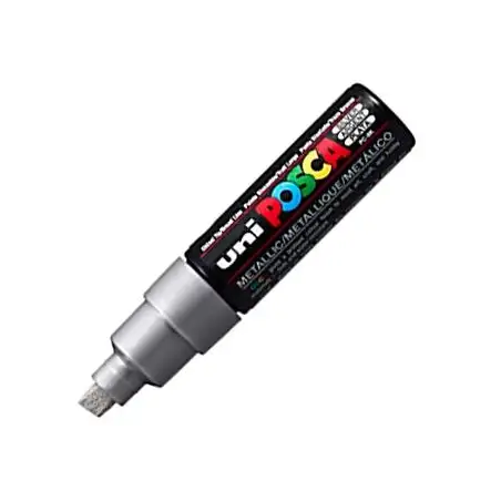 (300707000) POSCA MARCADOR  PC-8K NO PERMANENTE PUNTA BISELADA 8.0MM PLATA METÁLICO