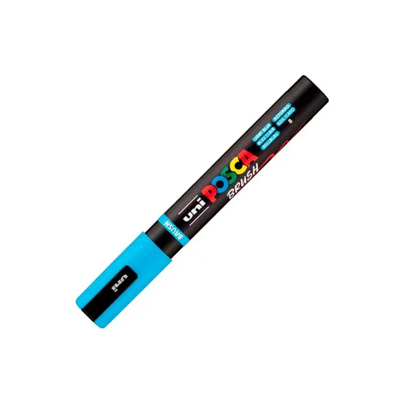 (311787000) POSCA MARCADOR PC-5BR BRUSH PUNTA M SEMIFLEXIBLE AZUL CLARO