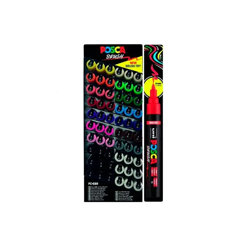 (345157000) POSCA MARCADOR PC-5BR BRUSH PUNTA M SEMIFLEXIBLE COLORES SURTIDOS EXPOSITOR 60 UD