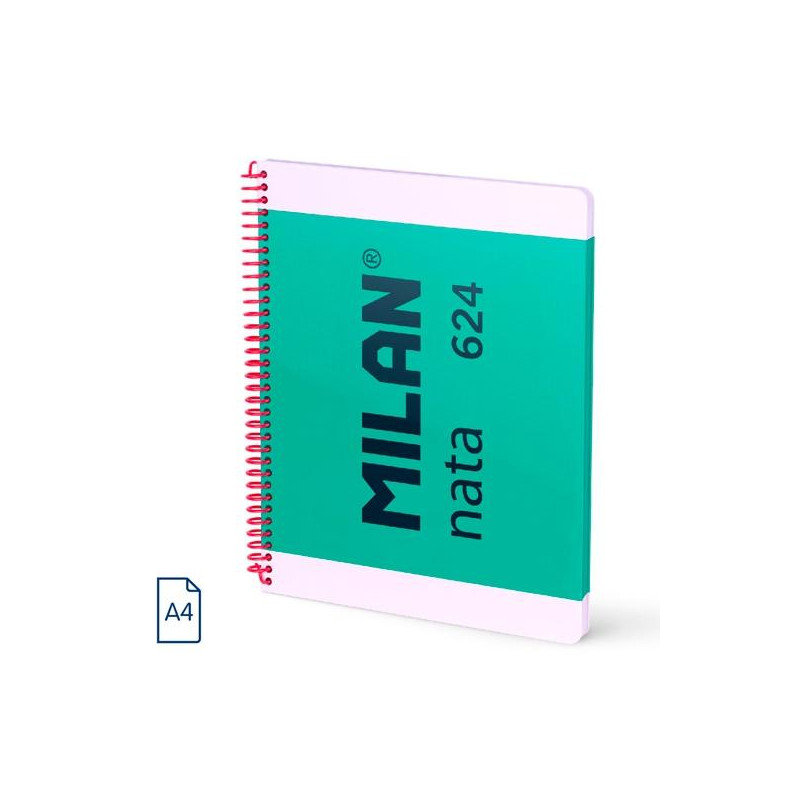 (57043E80GR) MILAN CUADERNO ESPIRAL A4 80H 95GR 5X5MM TAPA DURA COLECCIÓN NATA® 624 SINCE 1918 VERDE
