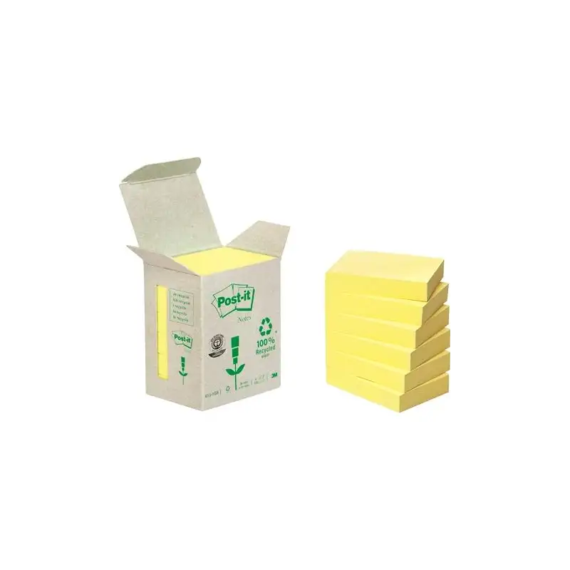 (7100172254) POST-IT BLOC NOTAS ADHESIVAS RECICLADAS 100H 38X51 CANARY YELLOW PAQUETE 6 UD