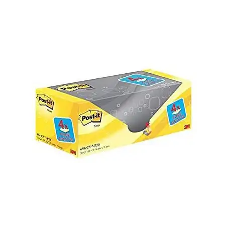 (7100199991) POST-IT BLOC NOTAS 654 100H 76X76 CANARY YELLOW (NO ENCELOFANADOS) PAQUETE 16 UD + 4 UD GRATIS