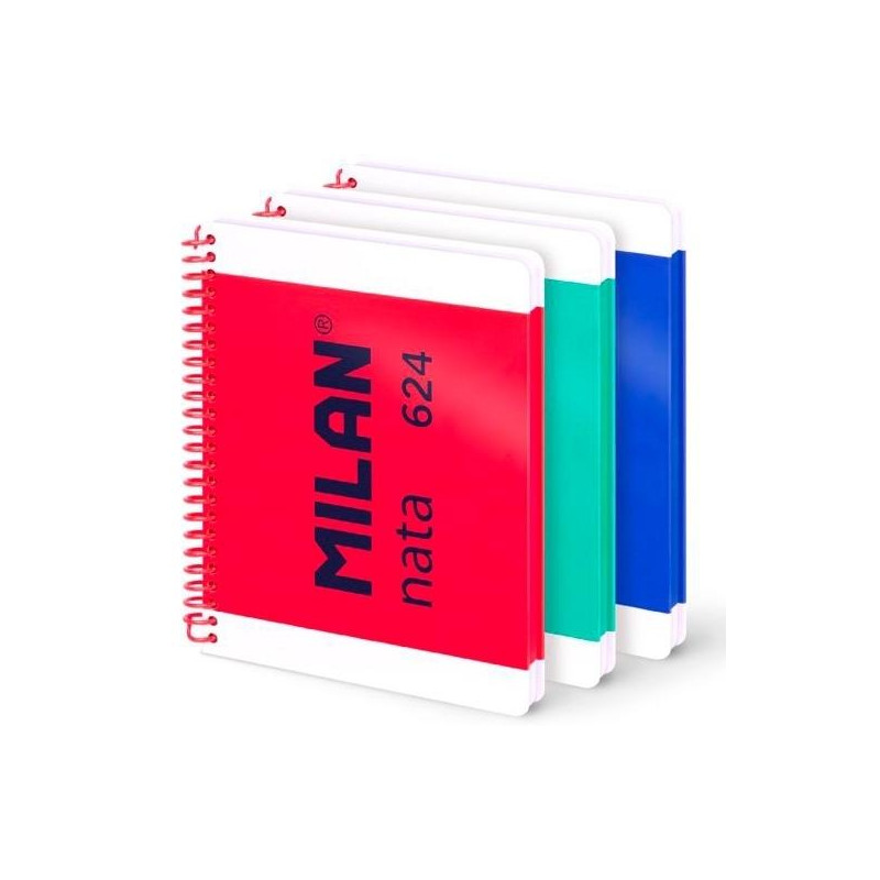 (57051E80X3) MILAN CUADERNO ESPIRAL A5 80H 95GR LISO TAPA DURA COLECCIÓN NATA® 624 SINCE 1918 SURTIDO PACK 3 UD