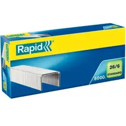 (24861800) RAPID GRAPAS ESTÁNDAR 26/6 GALVANIZADA CAJA DE 5000