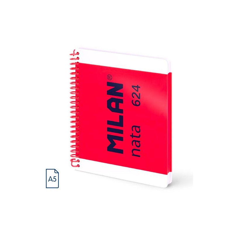 (57053E80P) MILAN CUADERNO ESPIRAL A5 80H 95GR 5X5MM TAPA DURA COLECCIÓN NATA® 624 SINCE 1918 ROSA