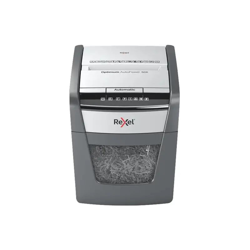 (2020050XEU) REXEL DESTRUCTORA AUTOMÁTICA OPTIMUN AUTOFEED + 50X 20L CORTE PARTÍCULAS NEGRO