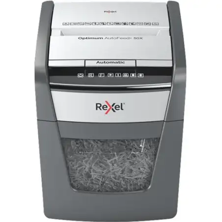 (2020050XEU) REXEL DESTRUCTORA AUTOMÁTICA OPTIMUN AUTOFEED + 50X 20L CORTE PARTÍCULAS NEGRO