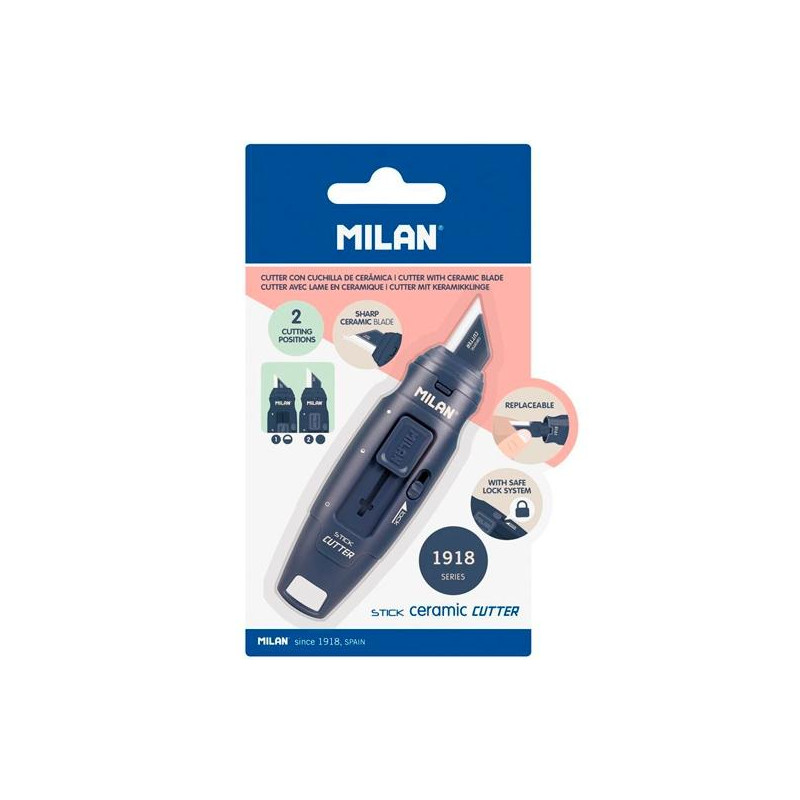 (BWM10348B) MILAN CUTTER HOJA CERÁMICA STICK SERIE 1918 BLÍSTER AZUL MARINO