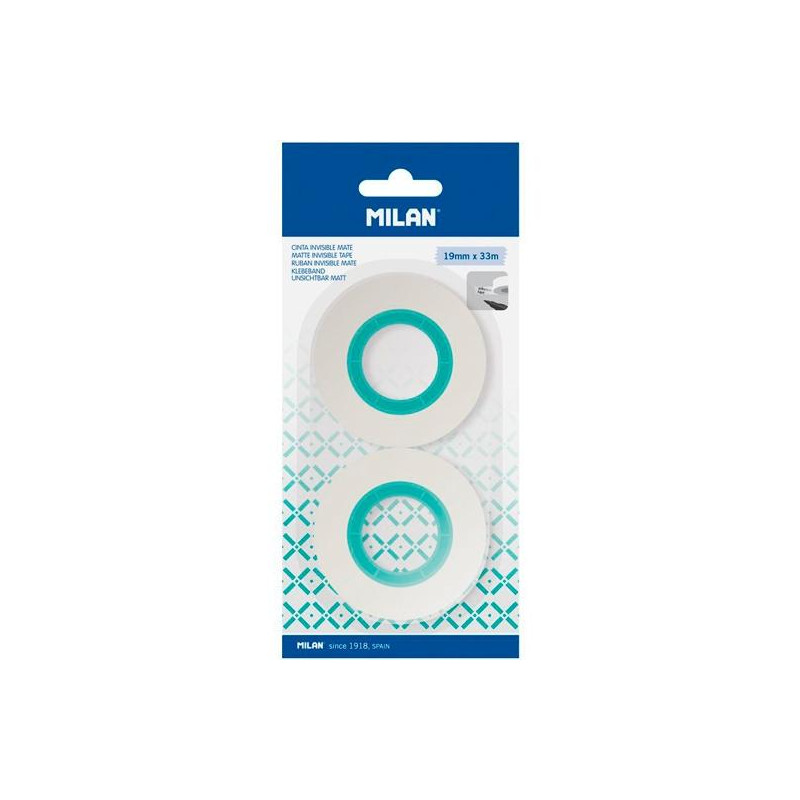 (BWM10482) MILAN CINTA ADHESIVA INVISIBLE MATE ROLLO 19MM X 33M BLÍSTER 2 UD