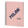 (57143E80P) MILAN LIBRETA CON ESPIRAL A4 80H PAPEL 95GR CUADRICULADO 5X5MM SERIE 1918 ROSA
