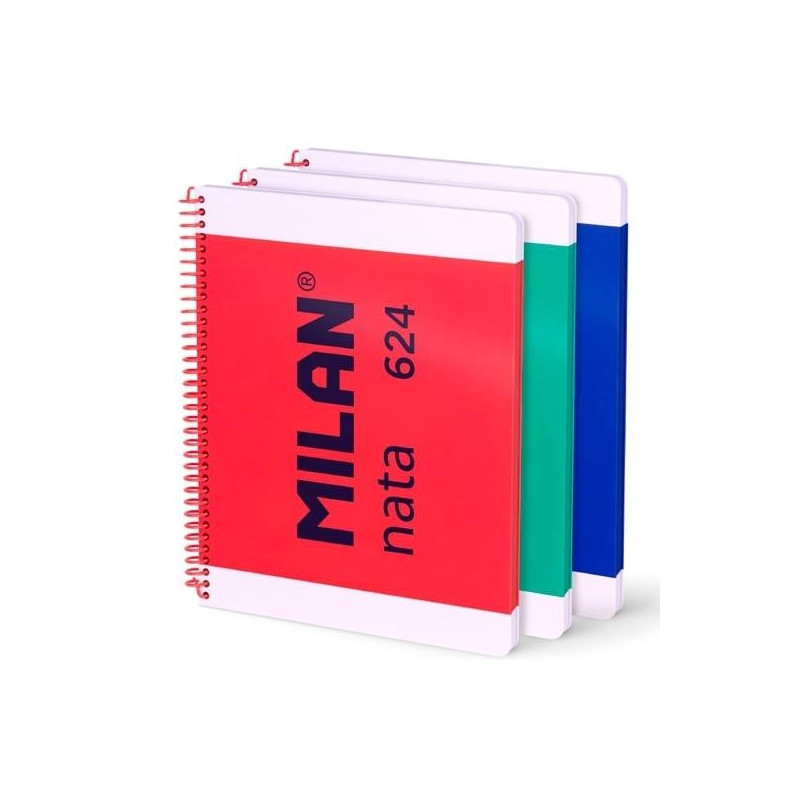 (57041E80X3) MILAN CUADERNO ESPIRAL A4 80H 95GR LISO TAPA DURA COLECCIÓN NATA® 624 SINCE 1918 SURTIDO PACK 3 UD