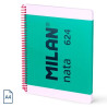 (57043E80GR) MILAN CUADERNO ESPIRAL A4 80H 95GR 5X5MM TAPA DURA COLECCIÓN NATA® 624 SINCE 1918 VERDE
