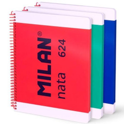 (57043E80X3) MILAN CUADERNO ESPIRAL A4 80H 95GR 5X5 TAPA DURA COLECCIÓN NATA® 624 SINCE 1918 SURTIDO PACK 3 UD