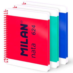 (57052E80X3) MILAN CUADERNO ESPIRAL A5 80H 95GR PAUTADO 7MM TAPA DURA COLECCIÓN NATA® 624 SINCE 1918 SURTIDO PACK 3 UD