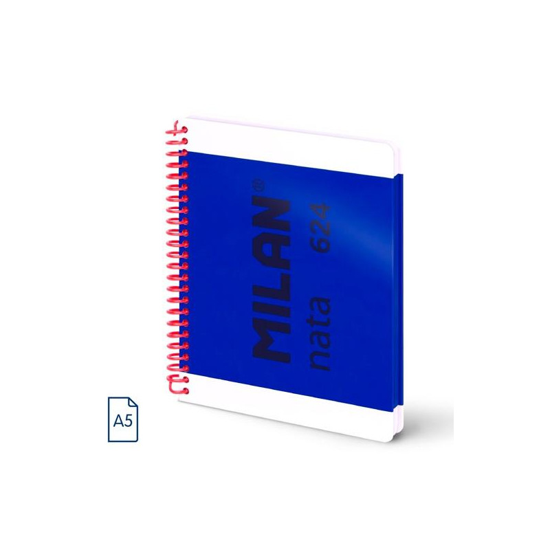 (57053E80B) MILAN CUADERNO ESPIRAL A5 80H 95GR 5X5MM TAPA DURA COLECCIÓN NATA® 624 SINCE 1918 AZUL