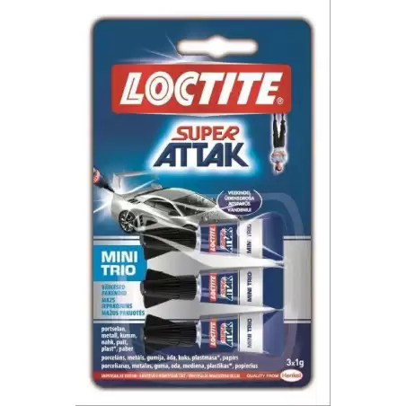 (9000100828239) LOCTITE SUPER ATTAK ADHESIVO INSTANTÁNEO MINI TRIO 3X1GR