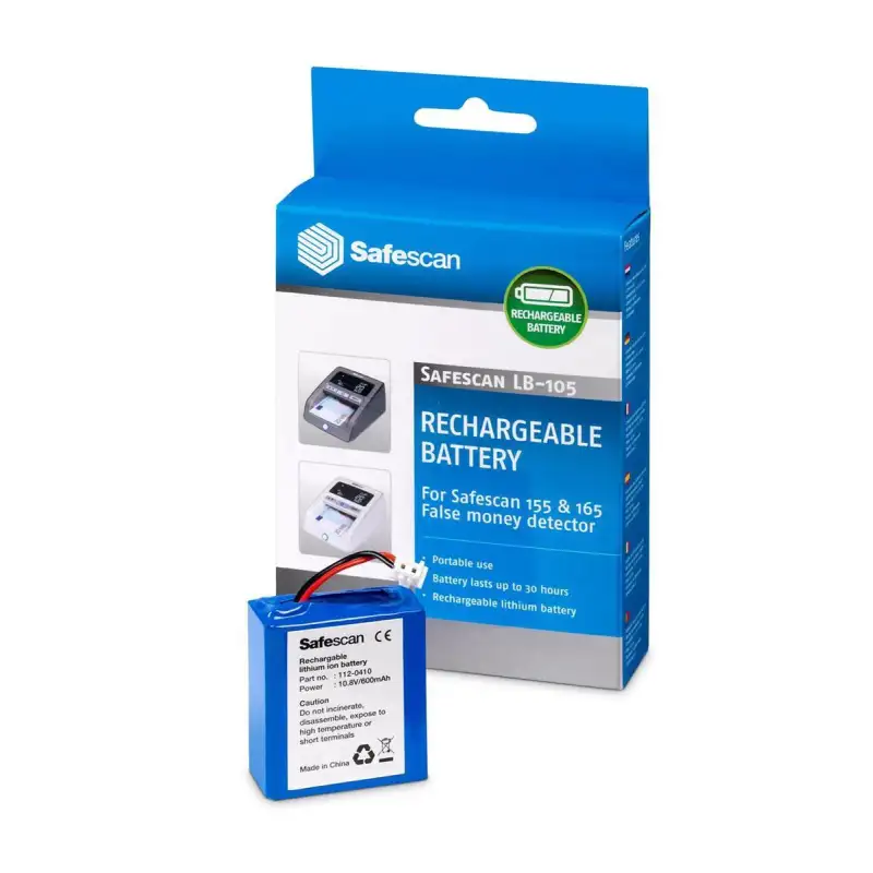 (112-0410) SAFESCAN BATERÍA RECARGABLE PARA DETECTOR AUTOMATICO DE BILLETES - MODELO 155-S
