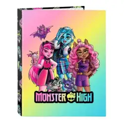 (512398067) SAFTA CARPETA FOLIO ANILLAS MIXTAS 4X25MM MONSTER HIGH "CREEP"