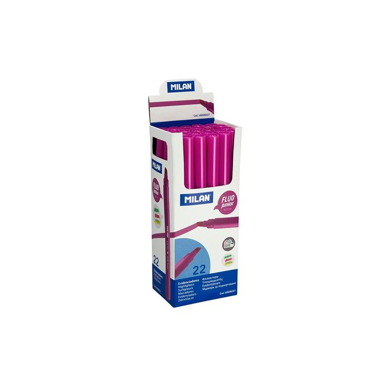 (16828227) MILAN MARCADOR FLUORESCENTE JUNIOR PUNTA BISELADA ROSA CAJA 22 UD