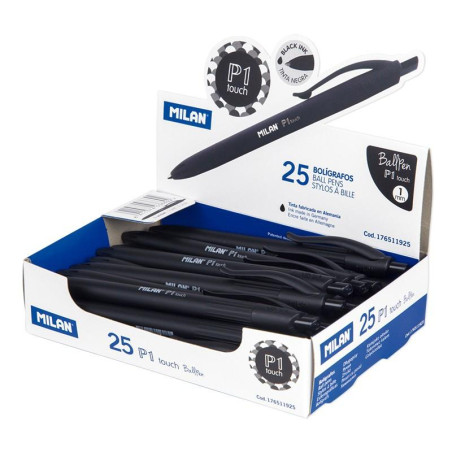 (176511925) MILAN BOLIGRAFO P1 TOUCH NEGRO CAJA EXPOSITORA 25 UD