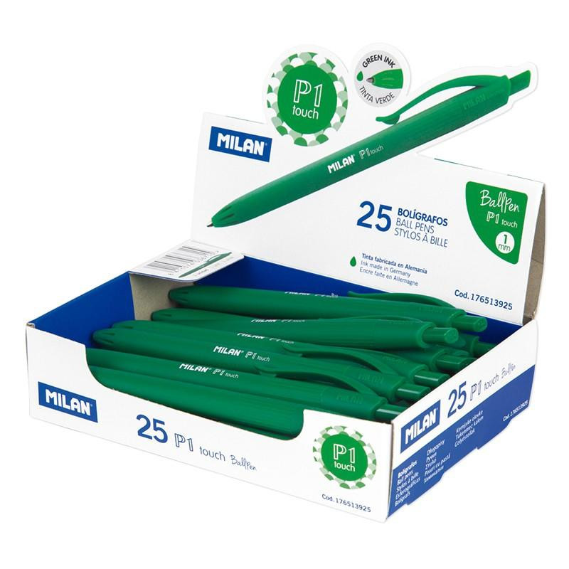 (176513925) MILAN BOLIGRAFO P1 TOUCH VERDE CAJA EXPOSITORA 25U