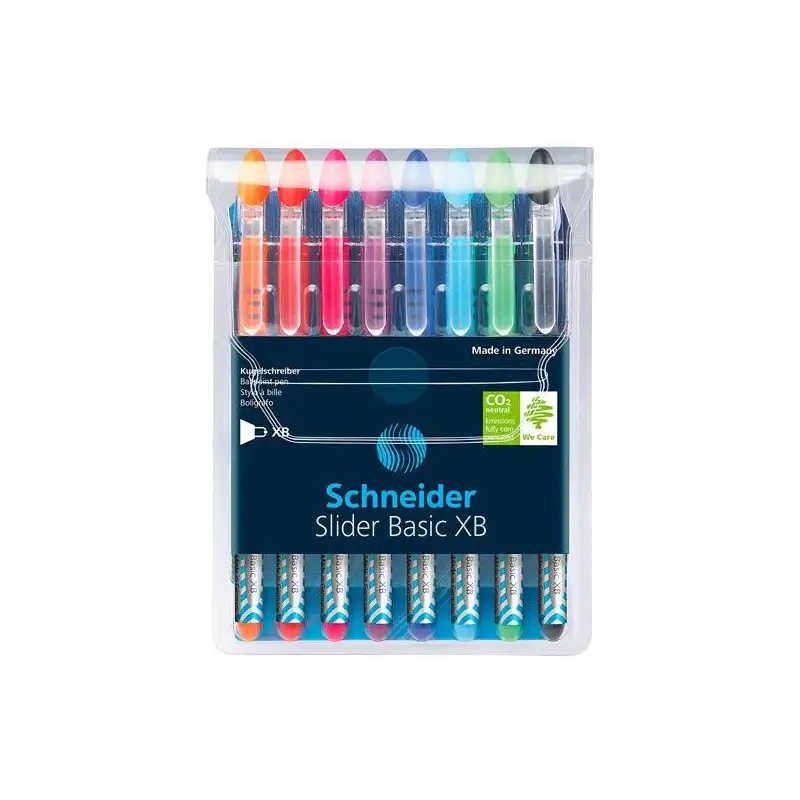 (SH151298) SCHNEIDER BOLÍGRAFO SLIDER BASIC XB PUNTA GRUESA C/SURTIDOS ESTUCHE 8 UD