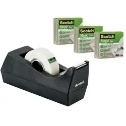 (7100044085) SCOTCH DISPENSADOR PORTARROLLOS SCOTCH C38 NEGRO + 3 CINTA MAGICA 900