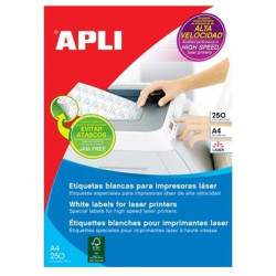 (02525) APLI ETIQUETAS ADHESIVAS 105X37MM LÁSER C/RECTOS 16 X 250H BLANCO