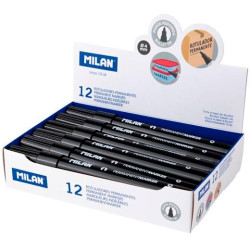 (16429122) MILAN ROTULADOR PERMANENTE PUNTA REDONDA Ø4MM NEGRO CAJA 12 UD