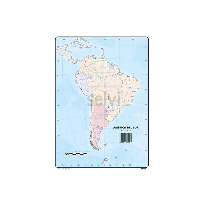 (517) SELVI MAPA MUDO POLÍTICO DE AMERICA DEL SUR A4 -50U-