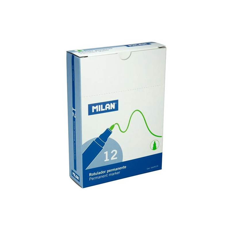(16429124) MILAN ROTULADOR PERMANENTE PUNTA REDONDA Ø4MM VERDE CAJA 12 UD
