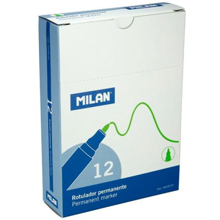 (16429124) MILAN ROTULADOR PERMANENTE PUNTA REDONDA Ø4MM VERDE CAJA 12 UD
