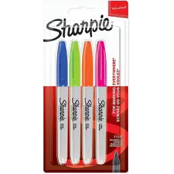 (2065403) SHARPIE MARCADOR PERMANENTE FINE PUNTA REDONDA 0.9MM C/SURTIDOS NEÓN BLÍSTER 4 UD