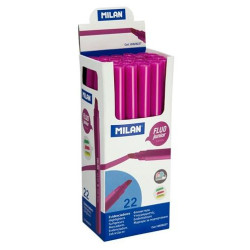 (16828227) MILAN MARCADOR FLUORESCENTE JUNIOR PUNTA BISELADA ROSA CAJA 22 UD