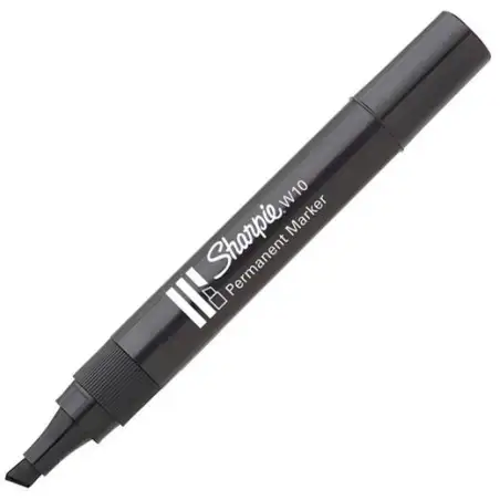 (S0192654) SHARPIE MARCADOR PERMANENTE W10 PUNTA BISELADA NEGRO CAJA 12 UD