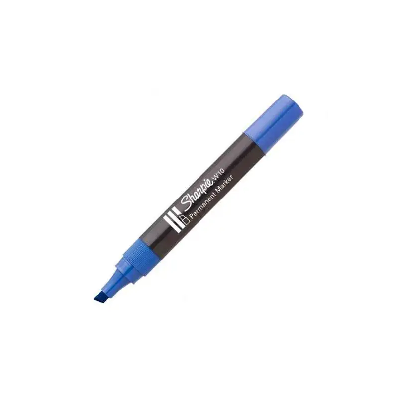 (S0192695) SHARPIE MARCADOR PERMANENTE W10 PUNTA BISELADA AZUL CAJA 12 UD